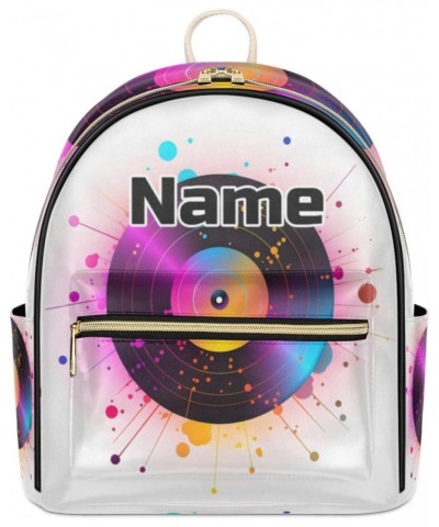 Colorful Record Custom Mini Backpack Purse for Women Personalized Fashion Leather Small Backpack Shoulder Handbag Travel Bag ...