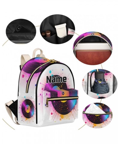 Colorful Record Custom Mini Backpack Purse for Women Personalized Fashion Leather Small Backpack Shoulder Handbag Travel Bag ...