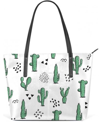 Shoulder Bag for Women Tote Bags Leather Shopper Bag Large Work Cute Seamless Cactus Decor Handbags Casual Bag $20.49 Shoulde...