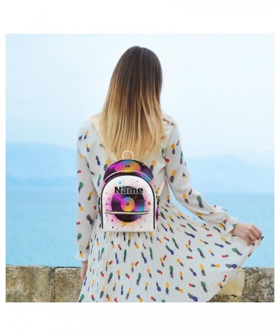 Colorful Record Custom Mini Backpack Purse for Women Personalized Fashion Leather Small Backpack Shoulder Handbag Travel Bag ...