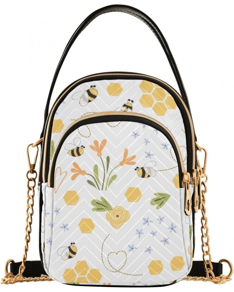 Bee Honey Crossbody Bags for Women Crossbody Purses Cell Phone Wallet with Chain Strap for Women $15.59 Crossbody Bags