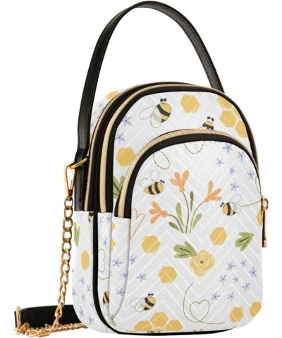 Bee Honey Crossbody Bags for Women Crossbody Purses Cell Phone Wallet with Chain Strap for Women $15.59 Crossbody Bags