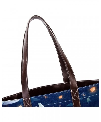 Shark Canvas Leather Mix Hand-Held Women's Bag – 13.3x4.7x12.2 in – Stylish and Functional $27.35 Handbags