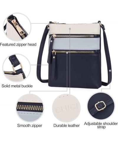 Crossbody Purses for Women, Zipper Pocket Adjustable Strap, Soft Leather Women's Shoulder Handbags Small-blue and White $12.0...