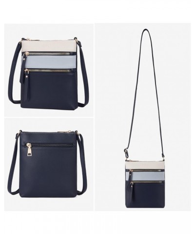 Crossbody Purses for Women, Zipper Pocket Adjustable Strap, Soft Leather Women's Shoulder Handbags Small-blue and White $12.0...