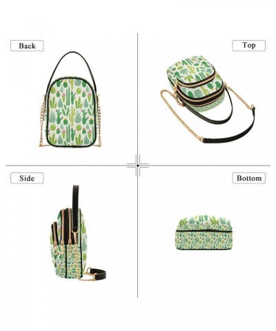 Green Cacti Crossbody Handbags for Women Casual Leather Shoulder Phone Purse $15.59 Crossbody Bags