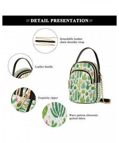 Green Cacti Crossbody Handbags for Women Casual Leather Shoulder Phone Purse $15.59 Crossbody Bags