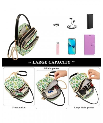 Green Cacti Crossbody Handbags for Women Casual Leather Shoulder Phone Purse $15.59 Crossbody Bags