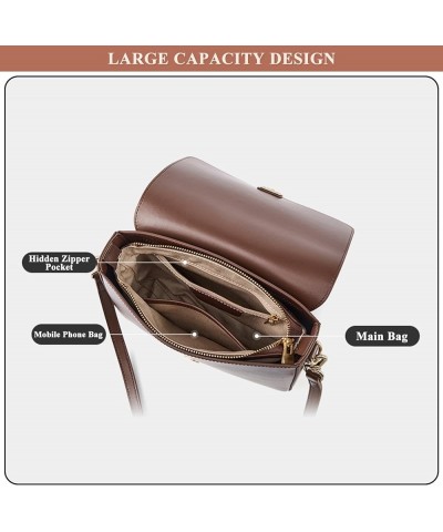 Women's Small Square Handbag and Purse Genuine Leather Fashion Commuting Shoulder Bag Satchel Crossbody for Daily Use A / Bro...