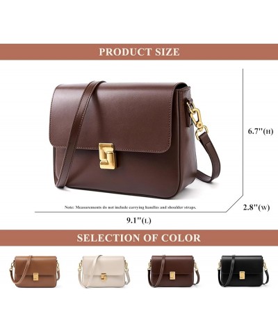 Women's Small Square Handbag and Purse Genuine Leather Fashion Commuting Shoulder Bag Satchel Crossbody for Daily Use A / Bro...