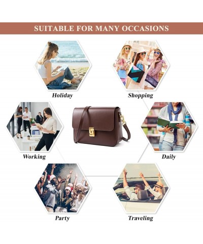 Women's Small Square Handbag and Purse Genuine Leather Fashion Commuting Shoulder Bag Satchel Crossbody for Daily Use A / Bro...