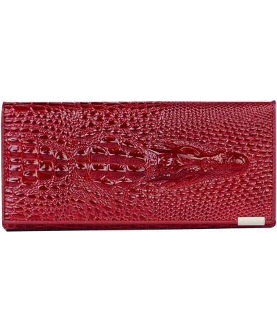 Women Men Leather Wallet Embossed Crocodile Clutch Wallet Credit Card Holder (7657+Colorful) Red $15.36 Wallets