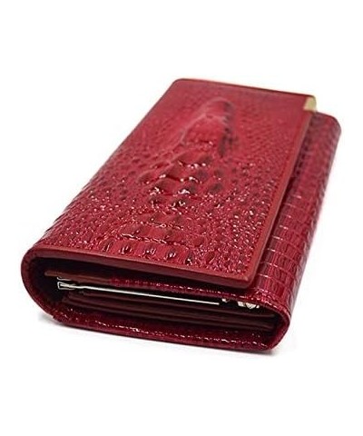 Women Men Leather Wallet Embossed Crocodile Clutch Wallet Credit Card Holder (7657+Colorful) Red $15.36 Wallets