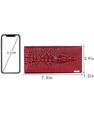 Women Men Leather Wallet Embossed Crocodile Clutch Wallet Credit Card Holder (7657+Colorful) Red $15.36 Wallets