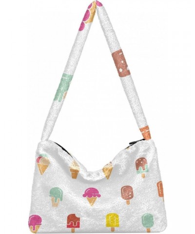 Cute Ice Cream Plush Underarm Bag Women's Tote Handbags Fluffy Shoulder Bag for Autumn and Winter $12.71 Totes