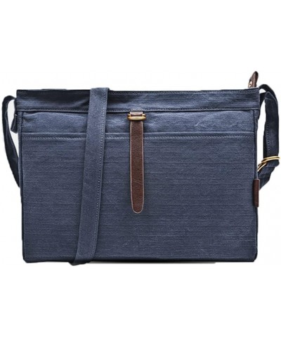 Women's Twill Canvas Shoulder Bags Minimalistic Messenger Bag Handbag-Dark Green Dark Blue $22.63 Totes