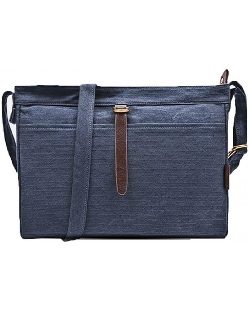 Women's Twill Canvas Shoulder Bags Minimalistic Messenger Bag Handbag-Dark Green Dark Blue $22.63 Totes