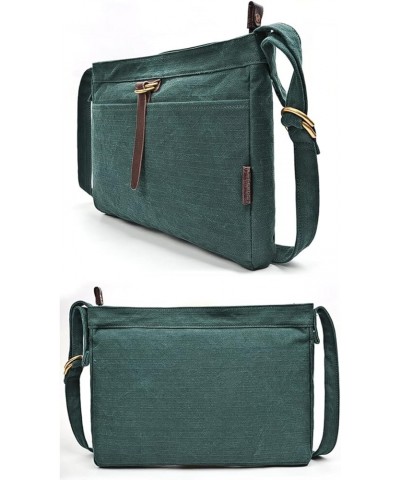 Women's Twill Canvas Shoulder Bags Minimalistic Messenger Bag Handbag-Dark Green Dark Blue $22.63 Totes