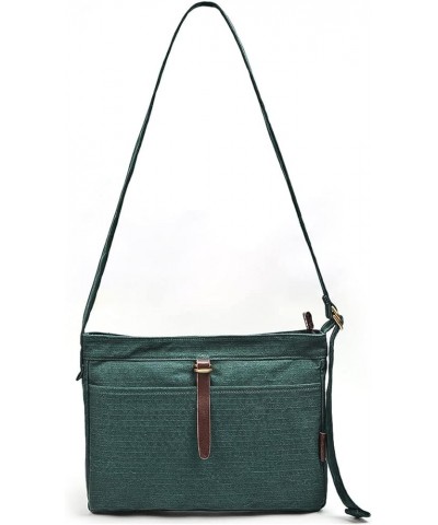 Women's Twill Canvas Shoulder Bags Minimalistic Messenger Bag Handbag-Dark Green Dark Blue $22.63 Totes