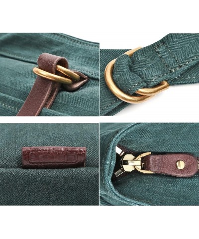 Women's Twill Canvas Shoulder Bags Minimalistic Messenger Bag Handbag-Dark Green Dark Blue $22.63 Totes