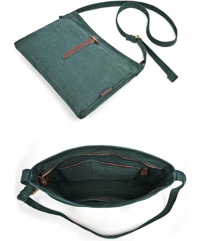 Women's Twill Canvas Shoulder Bags Minimalistic Messenger Bag Handbag-Dark Green Dark Blue $22.63 Totes