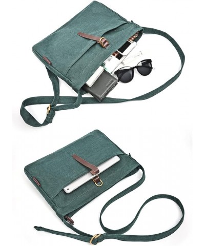 Women's Twill Canvas Shoulder Bags Minimalistic Messenger Bag Handbag-Dark Green Dark Blue $22.63 Totes